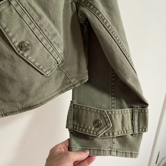 Sam Edelman Cropped Moto Jacket XS -army green - Picture 4 of 15